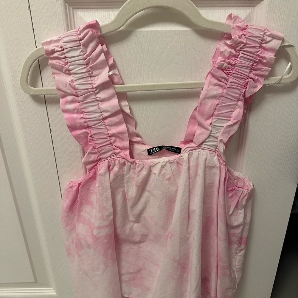 Zara Pink Ruffled Blouse